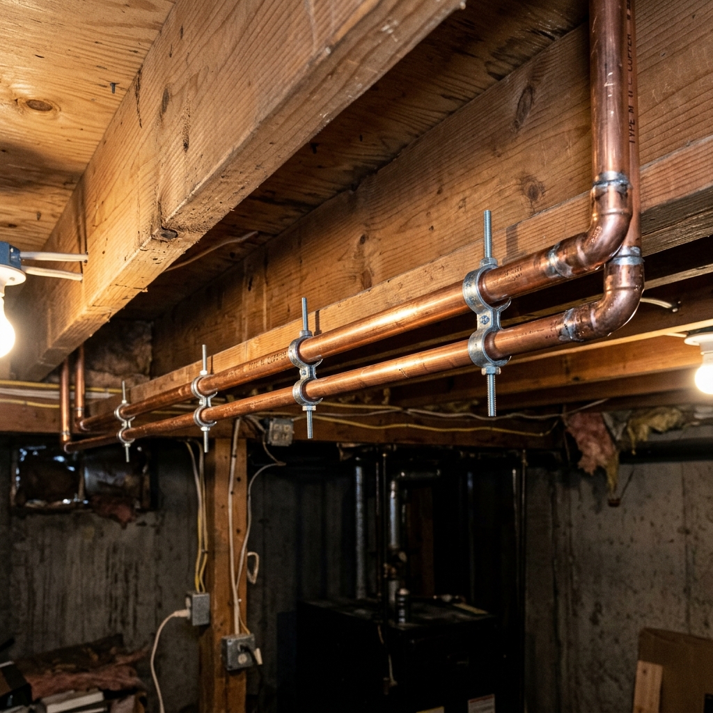 New copper pipes installed throughout a Denver home