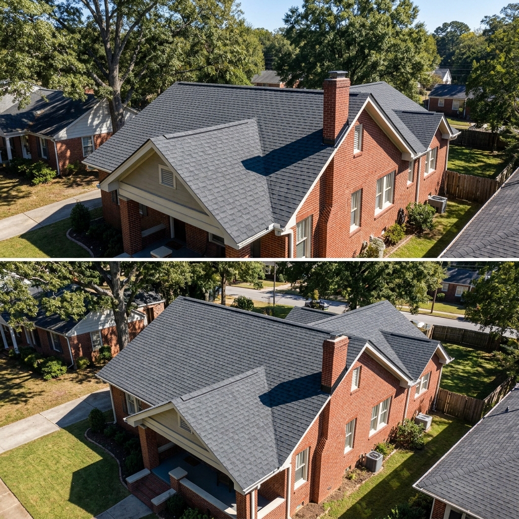 After: new GAF Timberline HDZ charcoal roof installed by TopShield Roofing in Inman Park